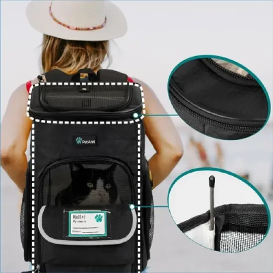 PetAmi Dog Backpack Carrier, Airline Approved Cat Backpacks Carrying Pet Back Pack, Ventilated Soft Sided Bookbag Travel Hiking Camping image {4}