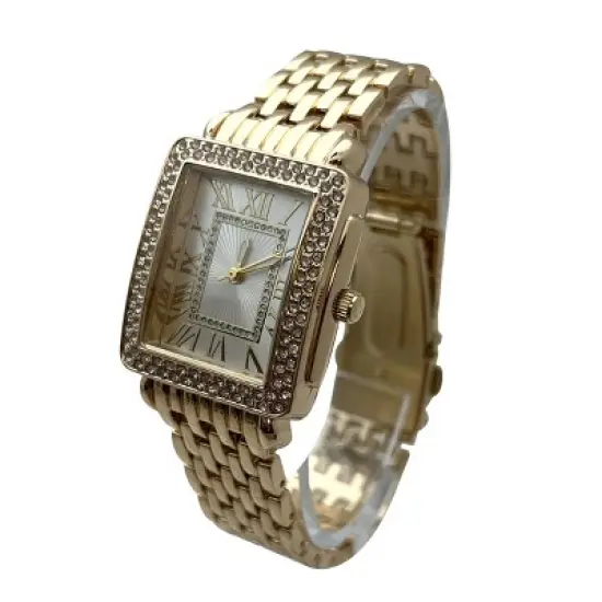 Olivia Pratt Square and Rhinestones Metal Band Women Watch image {2}