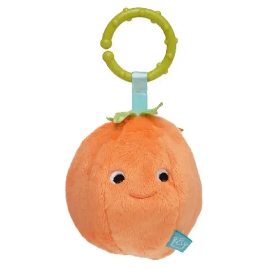 Manhattan Toy Mini-Apple Farm Orange Baby Travel Toy with Rattle, Squeaker, Crinkle Fabric & Teether Clip-on Attachment image {1}