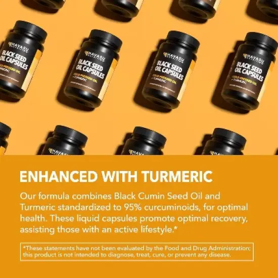 Black Seed Oil Capsules + Turmeric Curcumin Supplement 95% Curcuminoids, Immune & Digestive Health Support, Havasu Nutrition, 60ct image {4}