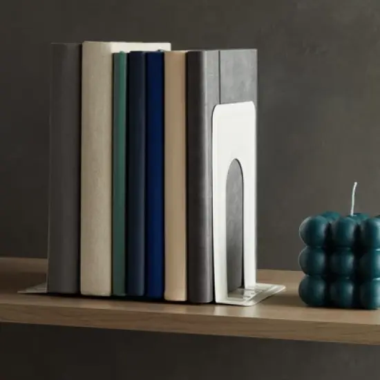 Juvale 12 Pack Metal Bookends for Shelves, Heavy Duty White Book Stoppers for Library, Living Room, or Office (5x6.6x 5.8 in) image {2}