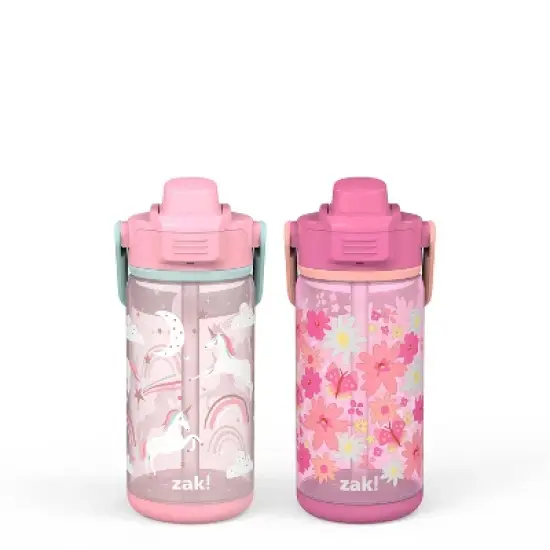 Zak Designs 2pc 16oz Antimicrobial Beacon Bottles with Straw image {17}