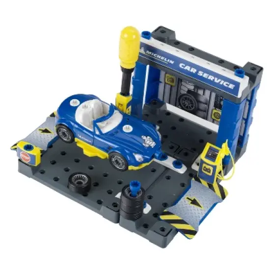 Theo Klein Michelin Car Service Mechanic Station Kids Toy Playset w/ Vehicle, Screw Driver, Tires, and Testing Equipment  for Ages 3 & Up image {2}