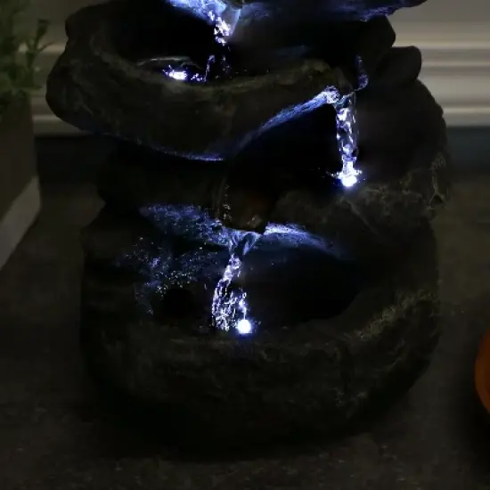 Sunnydaze Indoor Home Decorative Relaxing Stacked Rocks Tabletop Water Fountain with LED Lights - 10" image {8}