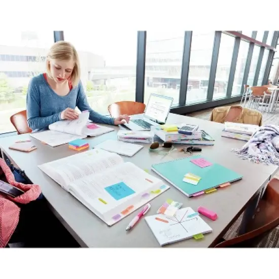 Post-it 150ct Page Markers 50 Sheets/Color - Fireball, Fuscia, Neon Green, Aqua Wave: Removable Multicolor Filing Tabs image {5}