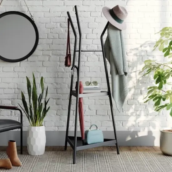 Boulevard Caf&eacute; Coat Tree with Shelves Black - Sauder image {1}