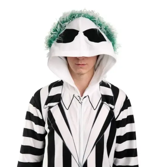 Beetlejuice Betelgeuse Men's Hooded Onesie Costume Union Suit image {1}