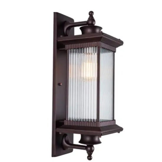 YIYIBYUS 1-Light Brown Outdoor Waterproof Wall Sconce with Glass Shade image {7}
