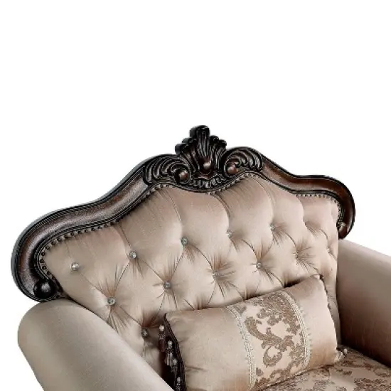 HOMES: Inside + Out Alsace Arm Chair Traditional Button Tufted Dark Cherry/Light Brown image {11}