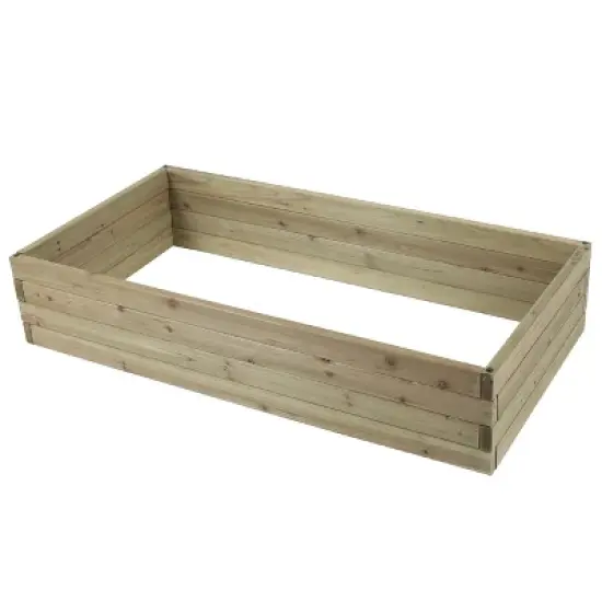 LuxenHome Natural Wood 3.8ft x 2ft Raised Garden Bed image {2}