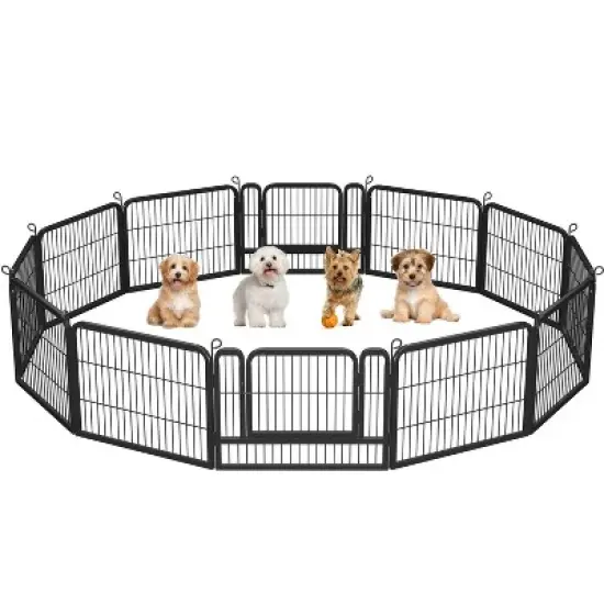 Yaheetech 12 Panel Dog Playpen Dog Exercise Pen Cat Fence, Black image {8}
