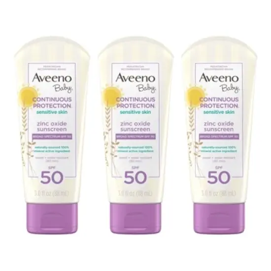 Aveeno Baby Continuous Protection Sensitive - Zinc Oxide with Broad Spectrum Skin Lotion Sunscreen - SPF 50 - 3 fl oz image {6}