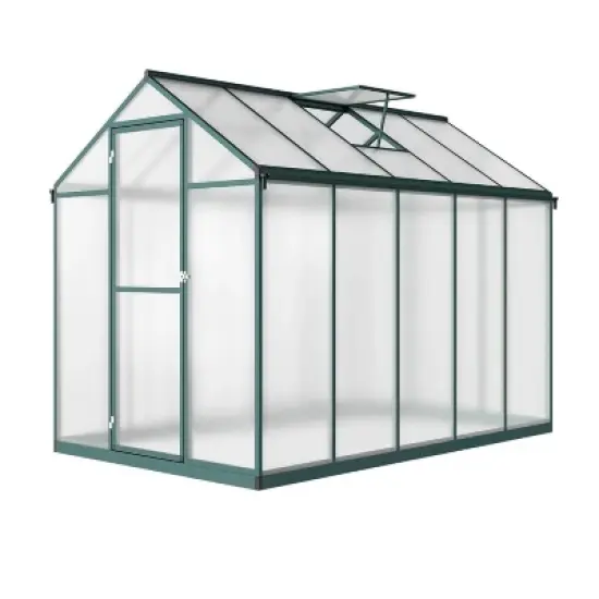 GustoWave  Walk-In Aluminum Polycarbonate Greenhouse With Roof Vent, For Outdoor Gardens, Patios, And Backyards，Green. image {1}