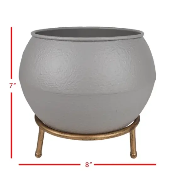 Footed 2-Piece Planter Gray Metal - Foreside Home & Garden image {3}