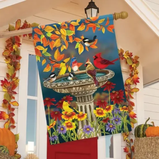 Briarwood Lane Fall House Flag 40x28 For Outdoor Fall Birdbath Floral House Flag Flag For Fall House Flag image {3}