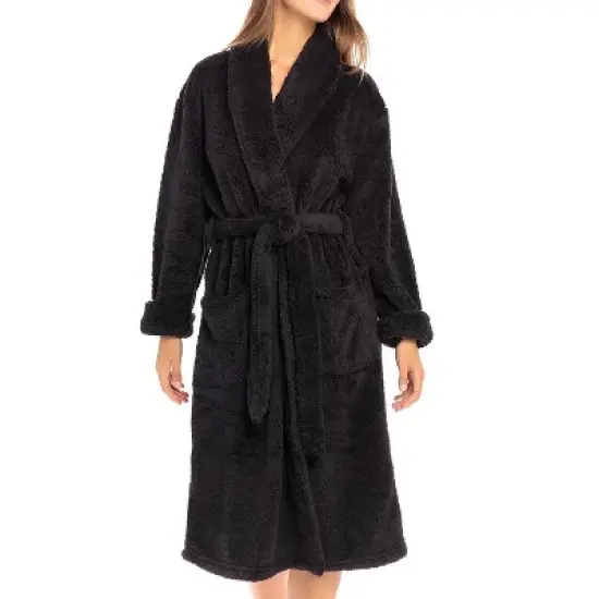 Women's Fuzzy Plush Fleece Winter Robe, Warm Soft Bathrobe for Her image {14}