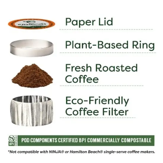 Fresh Roasted Coffee Medium Roast Organic Peruvian Half Caf - 48ct compostable envipods image {2}