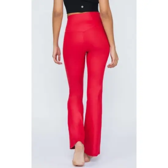 90 Degree By Reflex Interlink High Shine Cire Elastic Free V-Back Flared Leg Yoga Pants image {2}