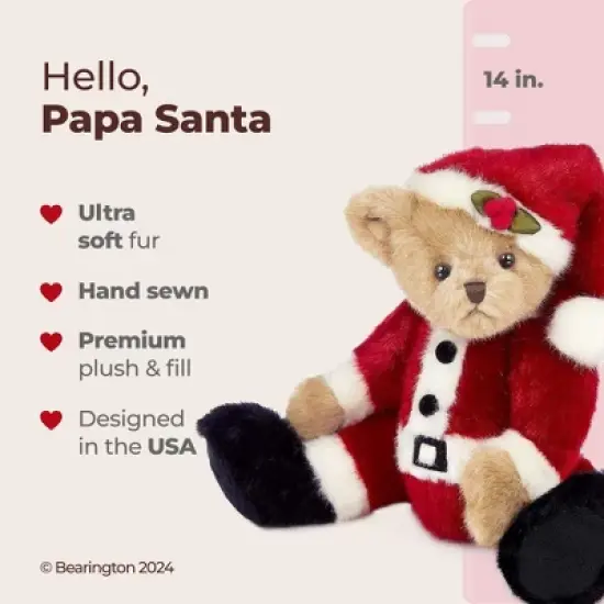 Bearington Papa Santa Bear, 14 Inch Stuffed Santa Bear Christmas Teddy Bear, Ideal Christmas Stuffed Animals Gift for Kids image {5}