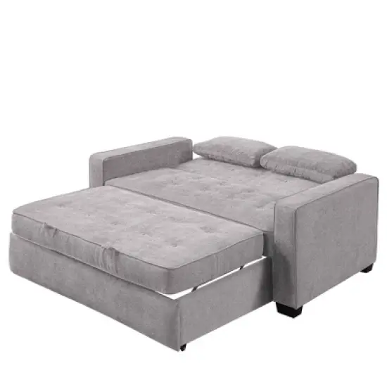 Andrea Convertible Futon Sleeper Sofa Light Gray - Serta image {4}