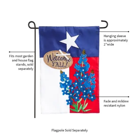 Evergreen Flag Texas Blue Bonnets Garden Applique Flag image {2}