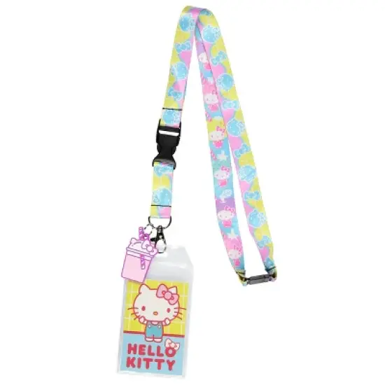 Hello Kitty Pastel ID Badge Holder Lanyard w/ Kitty Cup Rubber Pendant image {4}