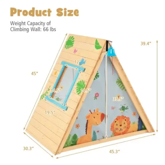 Costway Climbing Triangle with Tent Triangle Climber Crawling Toys for Kids & Baby image {7}