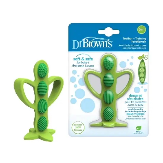 Dr. Brown's Peapod Teether & Training Toothbrush - Soft & Safe Silicone - 3m+ image {9}