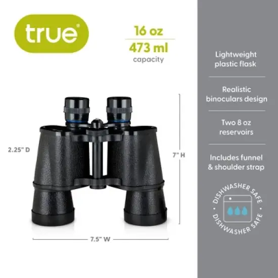 True Binocular Flask - Gameday Hidden Flask -  Secret Alcohol Container - Black Secret Flask 16oz Set of 1 image {2}
