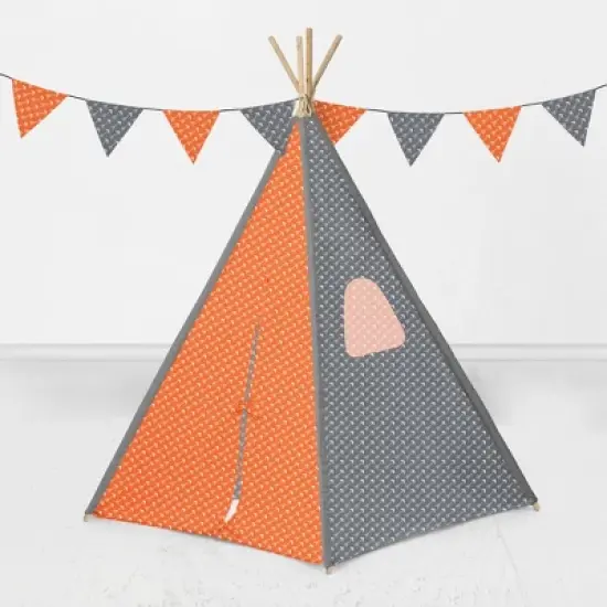 Bacati - Arrows Orange Gray Play Tent for Kids/Toddlers, 100% Cotton Percale Fabric Cover  image {1}