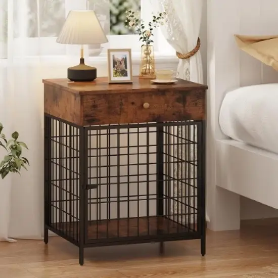 Decorative Dog Crate Furniture for Small Dog, Dog House Indoor, Decorative Dog Kennel with Drawer image {5}