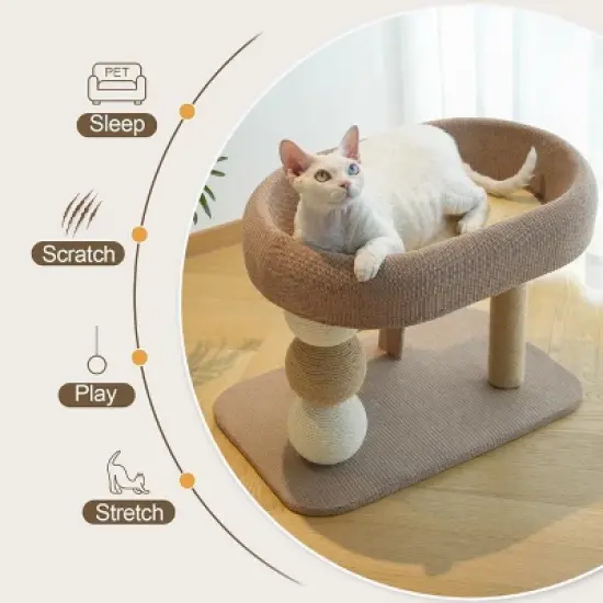 Indoor cat climbing frame, cat tree tower, cat house activity center furniture with grab poles, climbing ladder image {2}