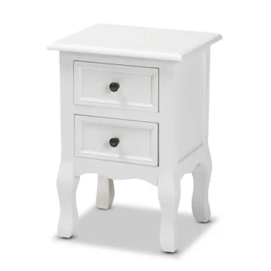 Caelan Wood 2 Drawer Nightstand White - Baxton Studio image {3}