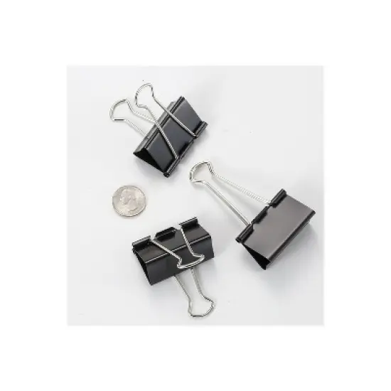 Officemate Binder Clips Large 2"Wide 1" Cap 12/BX Black/Silver 99100 image {2}