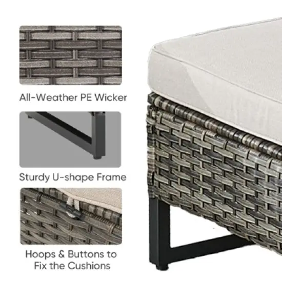 Buenhomino Outdoor Wicker Patio Furniture Set with 43" Propane Fire Pit, Swivel Patio Chairs Set with Sofa Couch, Fire Pit Table and Ottoman image {13}