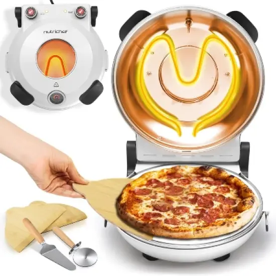 NutriChef  Countertop Electric Pizza Maker with Dual Temperature Controls image {10}