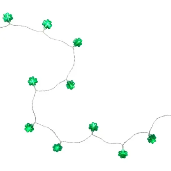 Northlight 20-Count Green LED Mini St Patrick's Day Shamrock Lights - 7ft Clear Wire image {4}