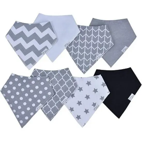 Baby Bandana Bibs, 100% Organic Cotton, 8 Pack Unisex  by Comfy Cubs image {2}