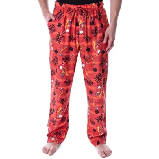 Disney Men's Mulan Mushu the Chinese Dragon Allover Character Pajama Pants Red image {5}