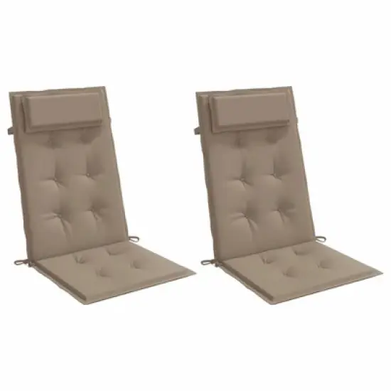 vidaXL Chair Cushion Outdoor High Back Chair Cushion Seat Pad Oxford Fabric - Taupe 2 pcs image {2}