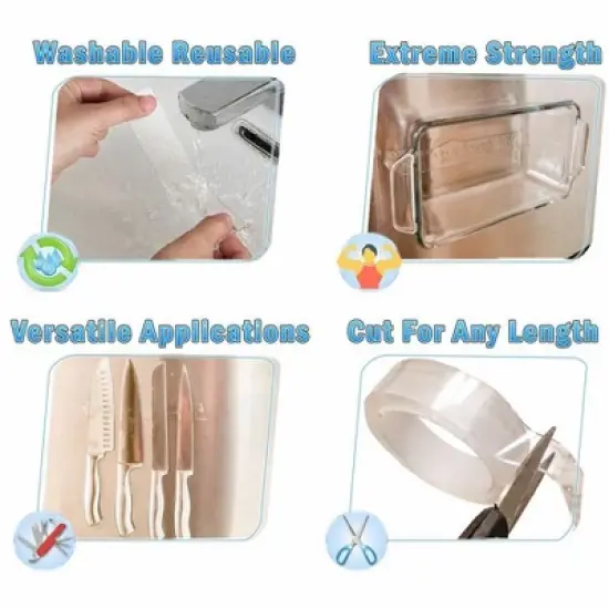 5 Star Super Deals Extreme Double Sided Nano Tape-  6.5ft Adhesive Gel Grip Tape for Home, Office & DIY Projects-Reusable, Washable, Clear, Traceless image {1}