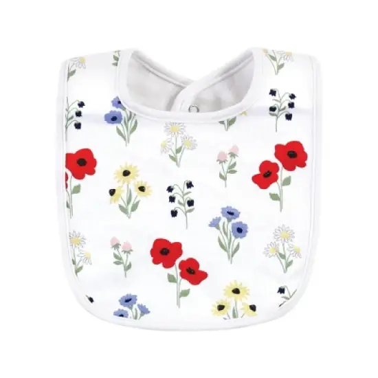 Hudson Baby Infant Girl Cotton Bibs, Wildflowers, One Size image {6}