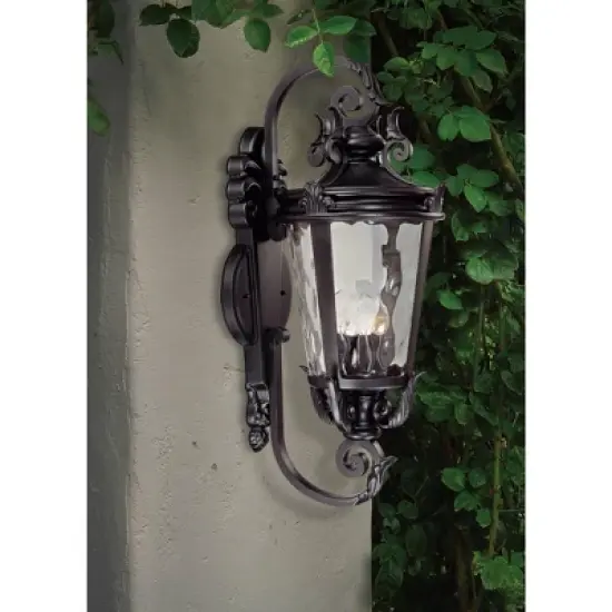 John Timberland Casa Marseille Vintage Rustic Outdoor Wall Light Fixture Textured Black Scroll 31" Clear Hammered Glass for Post Exterior Barn Deck image {6}