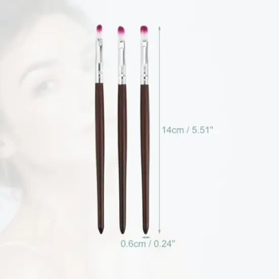 Unique Bargains Lip Makeup Brushes and Sets Brown 3 Pcs image {2}