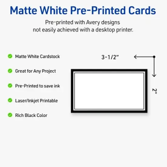 Avery&reg; Cards, 2" x 3.5", Double Black Border, Matte White, 80ct image {1}