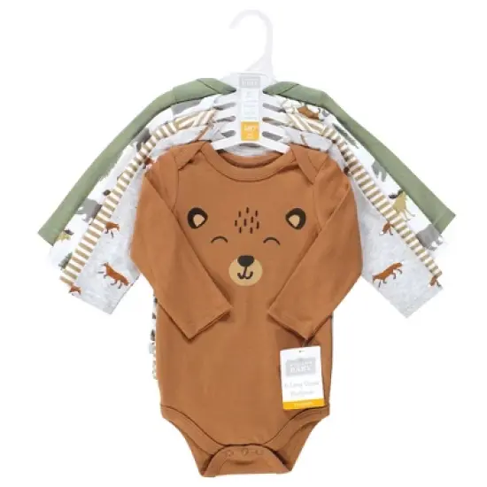 Hudson Baby Unisex Baby Cotton Long-Sleeve Bodysuits, Woodland Animals image {1}