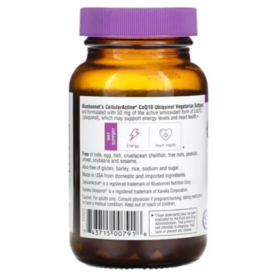 Bluebonnet Nutrition CellularActive CoQ10, Ubiquinol, 50 mg, 60 Vegetarian Softgels image {2}