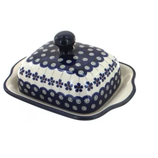 Blue Rose Polish Pottery 858 Zaklady Square Butter Dish image {3}