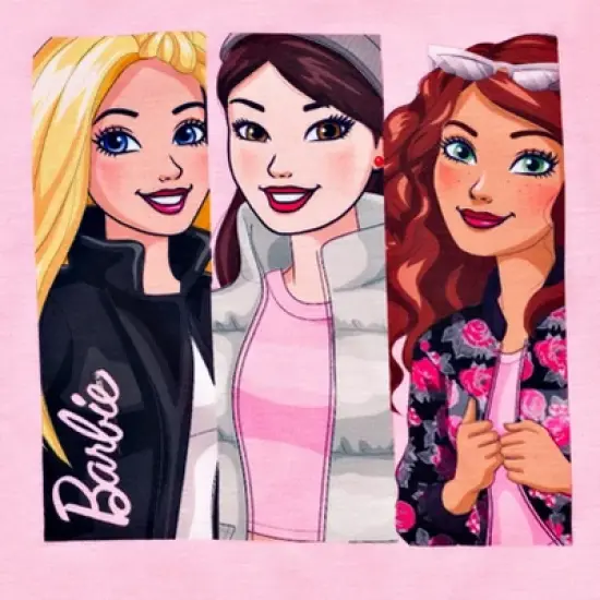 Barbie Girls Pajama Shirt Pants and Slippers 3 Piece Little Kid to Big Kid image {4}