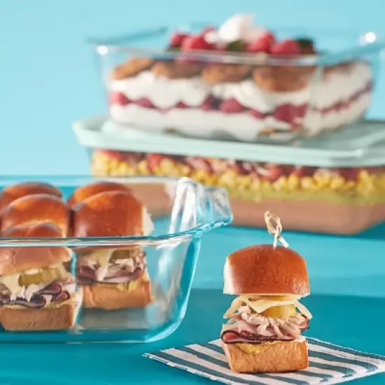 Pyrex 9"x13" Glass Deep Casserole Dish with Lid Sage Green: 5 Qt Baking Dish, Dishwasher & Microwave Safe image {3}